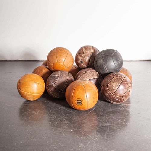 1950's Medium Czech Leather Medicine Balls