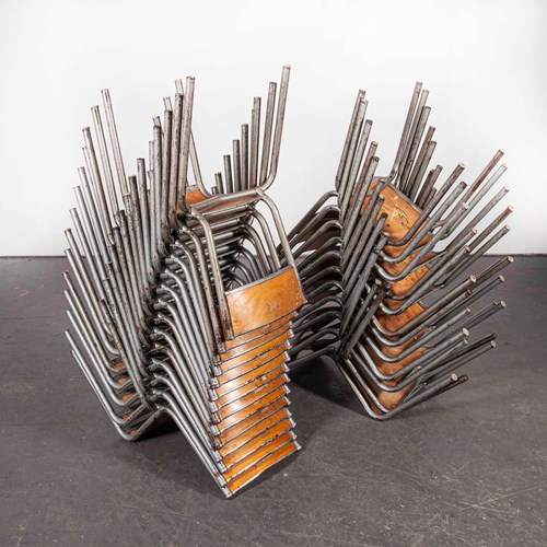 1950'S French Mullca Silver Stacking Dining Chairs