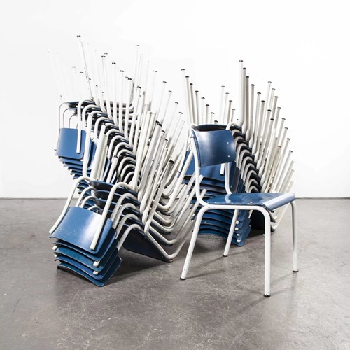 1970'S Thonet Stacking Dining Chairs For The German Military - Blue