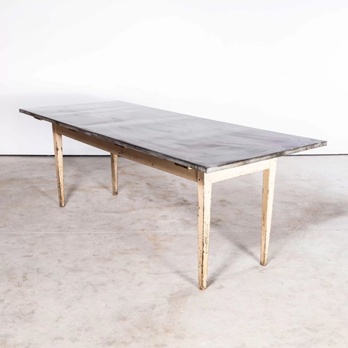 1950'S Original French Farmhouse Zinc Top Dining Table