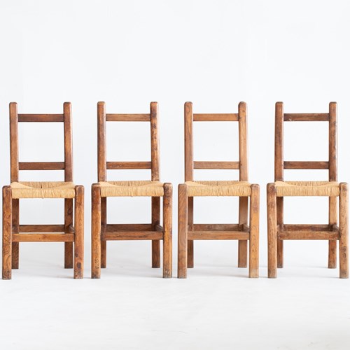 Modernist Elm & Rush Dining Chairs