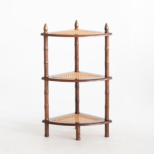 Caned Faux Bamboo Etagere