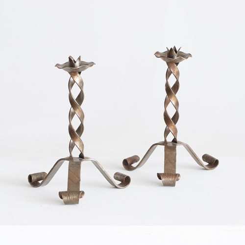 Forged Steel Barley Twist Candleholders