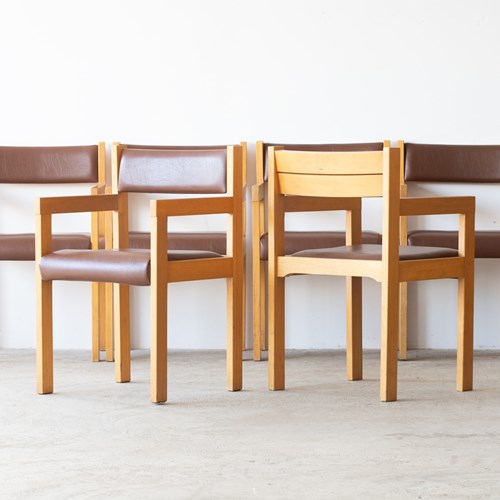 Baumann Beech & Leatherette Dining Chairs