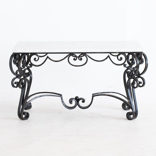 French Marble & Iron Coffee Table