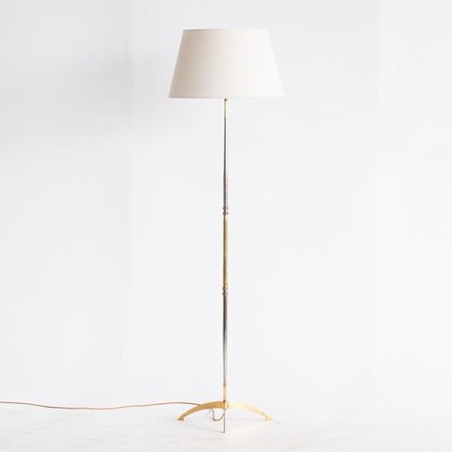 French Brass & Chrome Floor Lamp