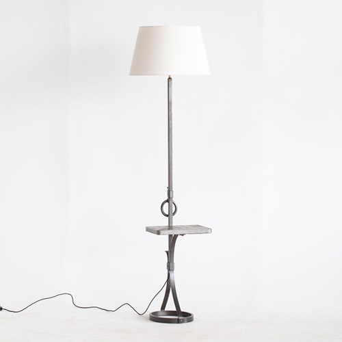 French Iron & Slate Floor Lamp