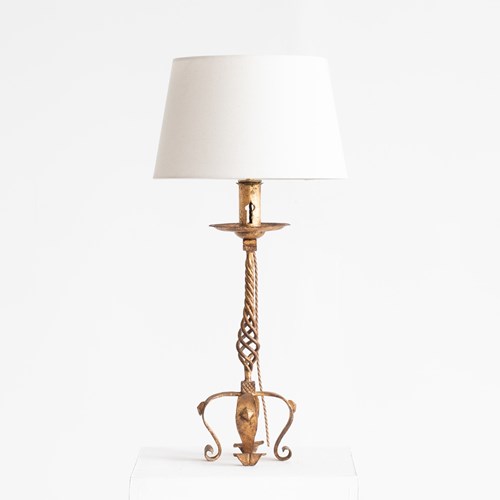 Spanish Gilt Iron Table Lamp