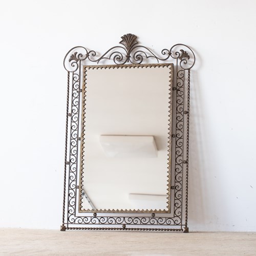 French Art Deco Wrought Iron Mirror