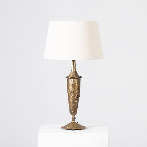 Brutalist Gilt Bronze Table Lamp Attr. Max Bre