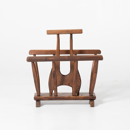 Brutalist Oak Magazine Rack