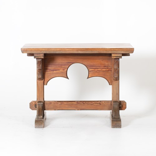 Gothic Revival Pitch Pine Trestle Table
