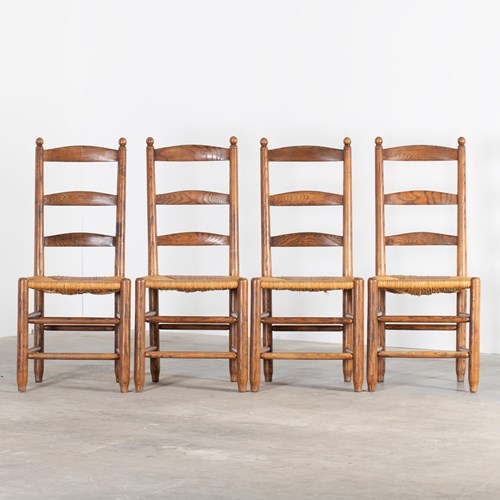 French Elm Ladderback Dining Chairs