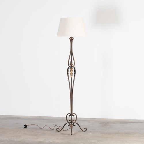 French Gilt Iron Floor Lamp