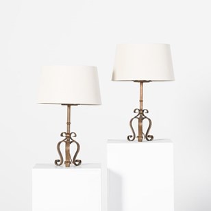 Spanish Gilt Iron Table Lamps