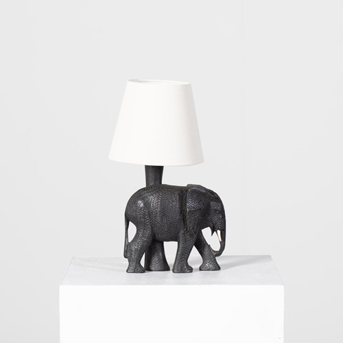 Ebonised Elephant Table Lamp