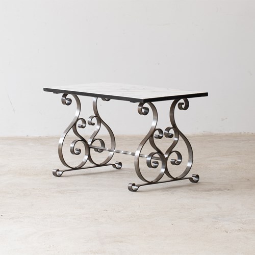 French Marble & Iron Coffee Table