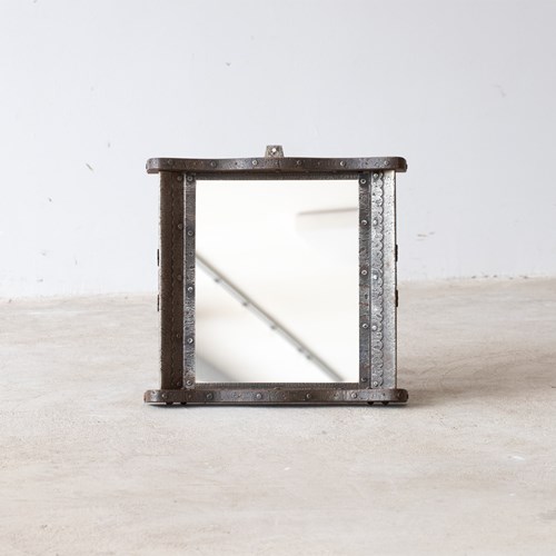 Brutalist Iron & Beech Mirror