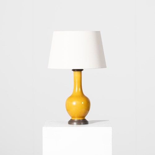 Japanese Porcelain & Brass Table Lamp