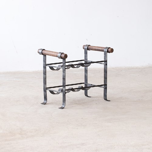 Brutalist Iron & Beech Wine Rack