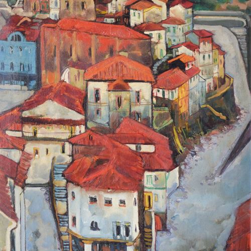 Jesús Casaus - Post-Impressionist Painting Of Red Roofs In Cudillero, Spain