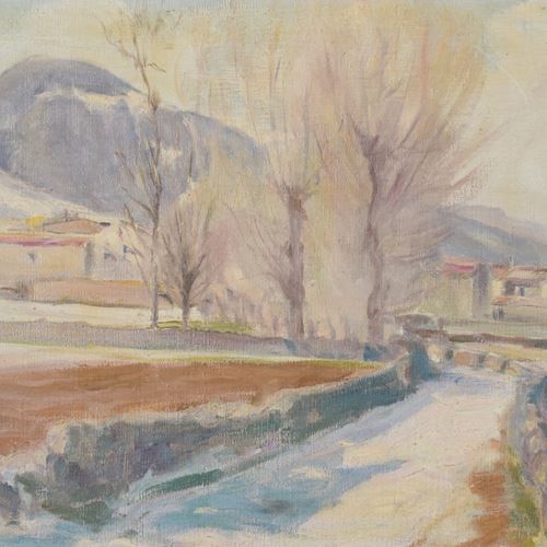 Impressionist Snowscape With Mountain Village