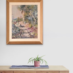 Large Watercolour Landscape With Ca...