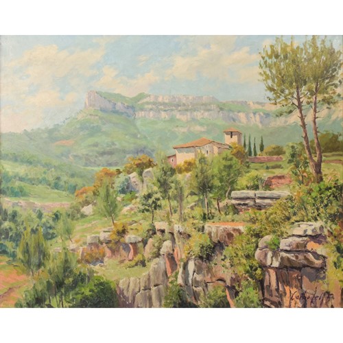 Mountain Landscape - Oil On Canvas