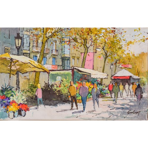 Market Scene - Oil On Canvas