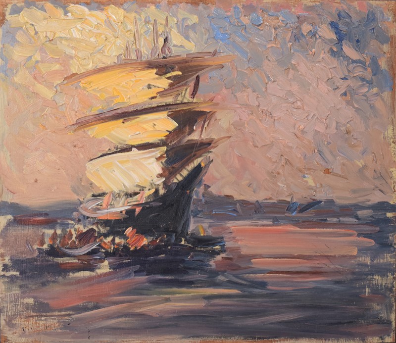 Post Impressionist Oil Of A Sailing Ship-modern-decorative-1156-sailing-ship-oil-on-board-1-main-637673014230484680.jpg