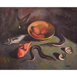 Large Still Life Study Of Fish And ...