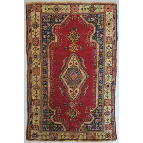 Vintage Handwoven Red Ground Rug