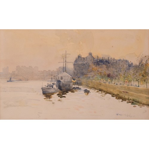 Impressionist Watercolour - 'Off Temple Pier'