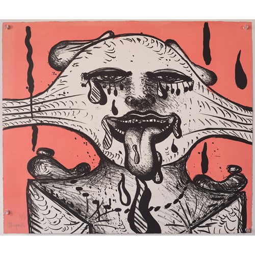 Limited Edition Surreal Lithograph Of A Face