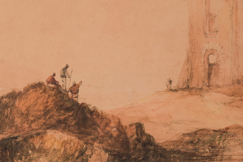 19Th Century Watercolour - Figures And Tower-modern-decorative-1282-watercolour-mountains-withs-ruins-3-main-637896903146250639.jpg