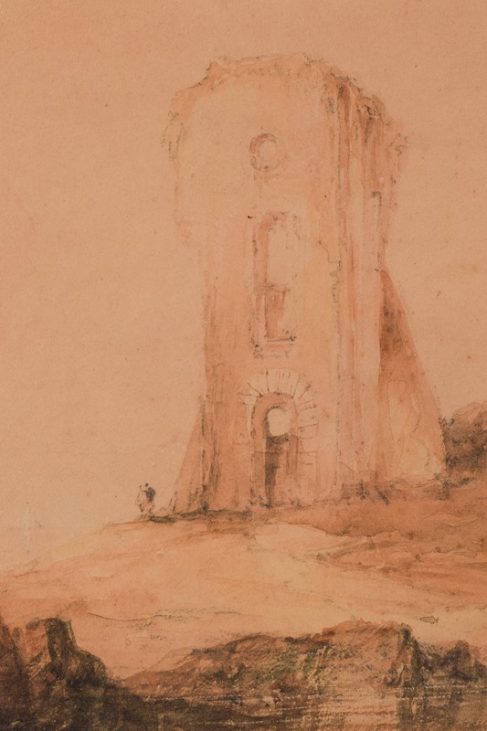 19Th Century Watercolour - Figures And Tower-modern-decorative-1282-watercolour-mountains-withs-ruins-4-main-637896903157188014.jpg