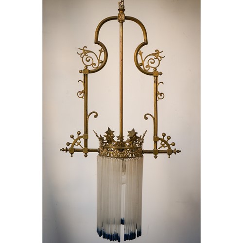 Art Nouveau Chandelier with Glass Rods