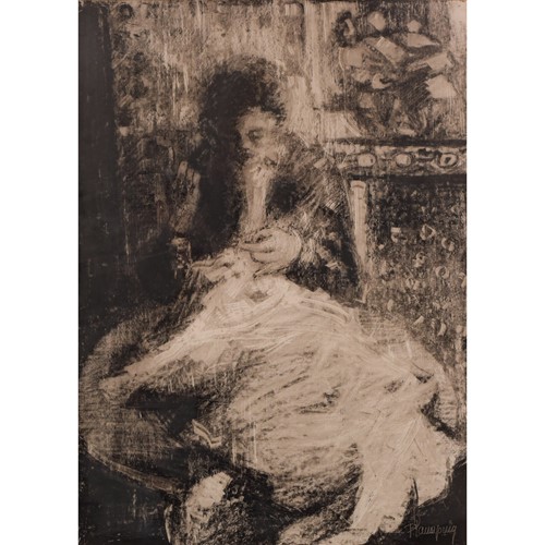 Follower of Pierre Bonnard - Lady Sewing