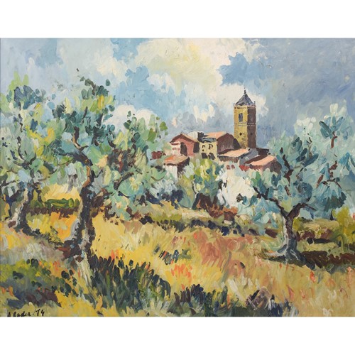 Post Impressionist Landscape With Olive Trees