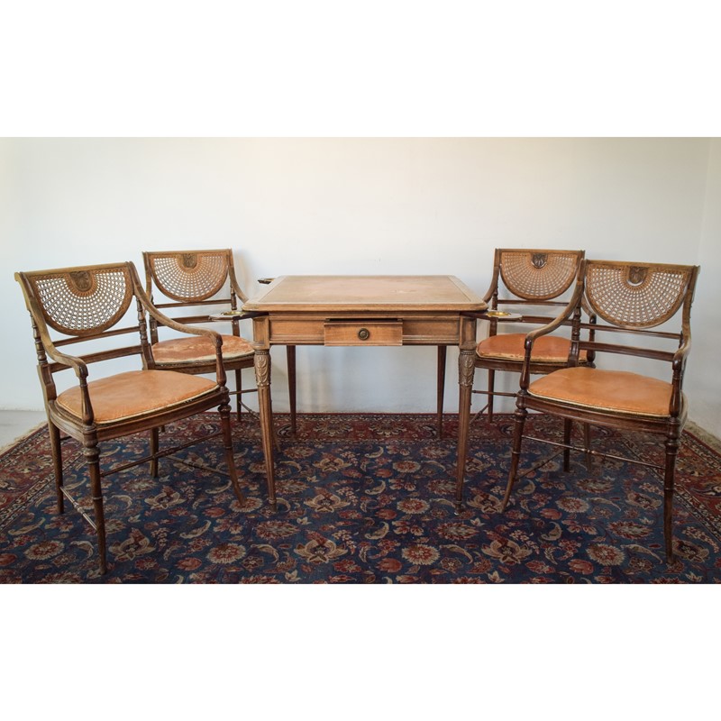 Elegant Games Table with Four Bergere Chairs-modern-decorative-1379-set-of-4-chairs-and-desk-1-square-main-638022054127411516.jpg