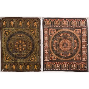 Two Vintage Hand Painted Tibetan Sc...