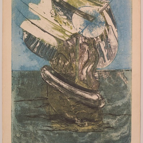 Abstract Lithograph Of A Boat
