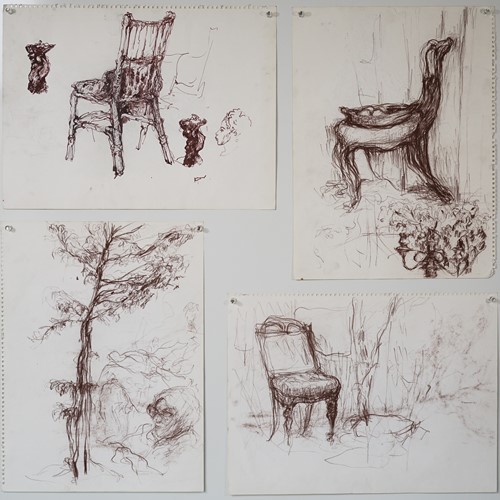 Four Ink Studies Of Various Subjects