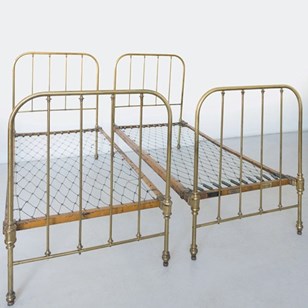 Pair Of Antique Edwardian Brass Twi...