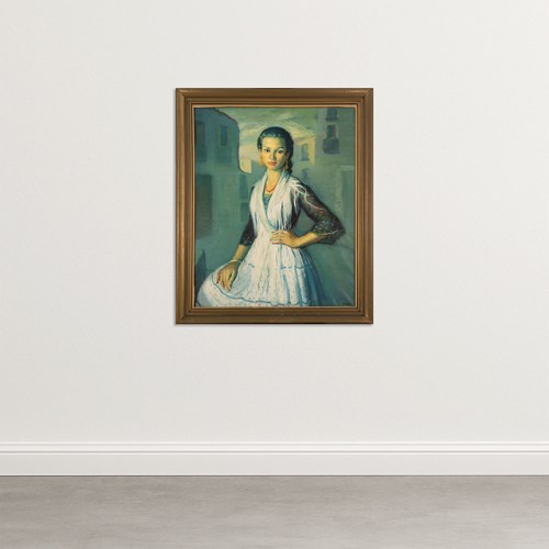 "Gipsy - Rosario" Of Montjuich - JOSÉ LAMUÑO - Framed Oil On Canvas