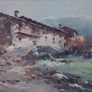 Oil Study Of A Spanish Farm Buildin...