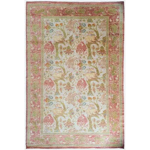 Large Hand Woven Vintage Spanish Rug With Exotic Creatures