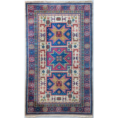 Hand Woven Vintage Eastern Rug With Animal Motifs