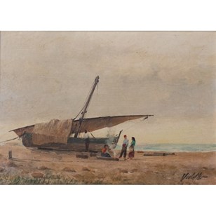 Mediterranean Fishing Boat Beach Sc...
