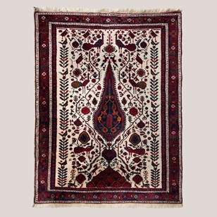 Vintage Hand-Knotted Rug With Tree ...